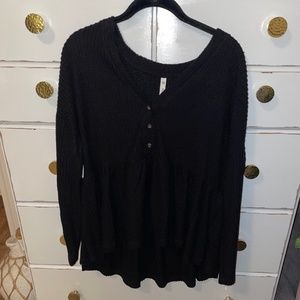 V-Neck Black Knit Top